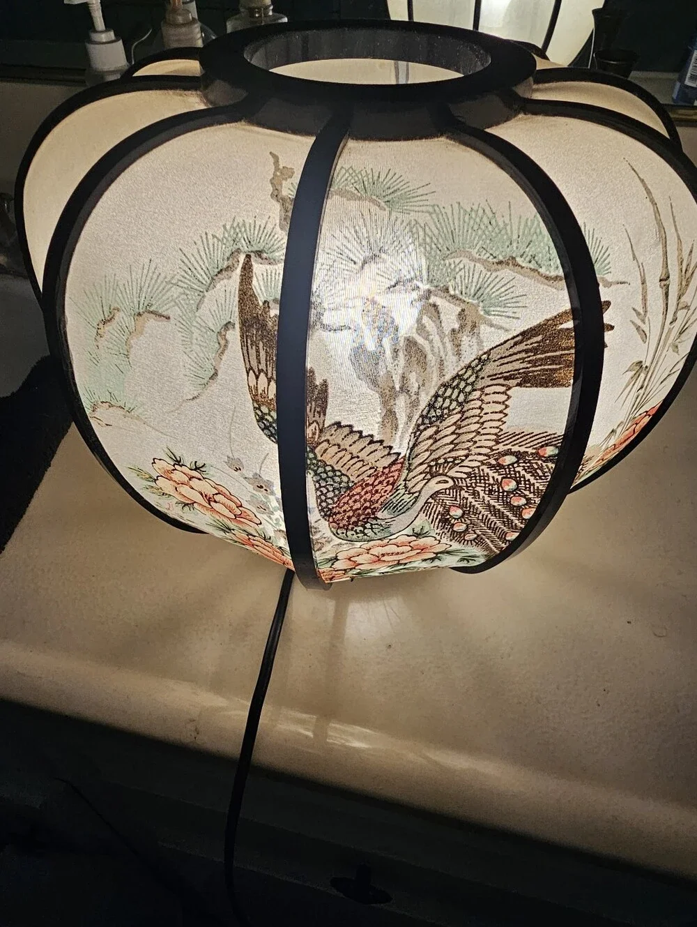Vintage Chidori Table Lantern in Black and Pastel